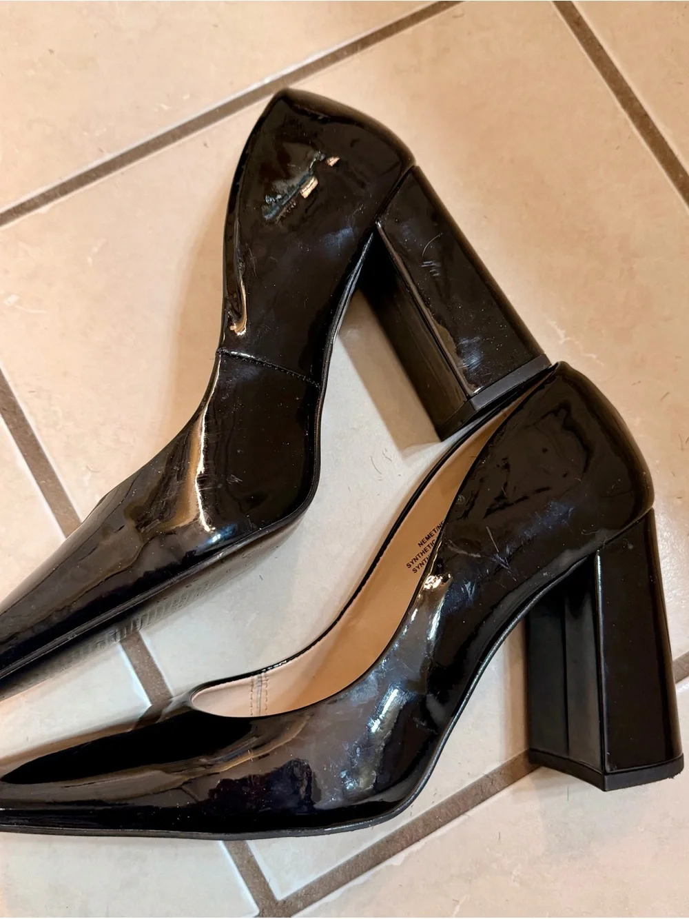 Steve Madden Black Patent Round-Toe Pumps